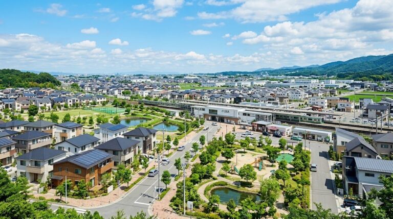 千葉県の郊外住宅地と駅周辺の発展する街並み