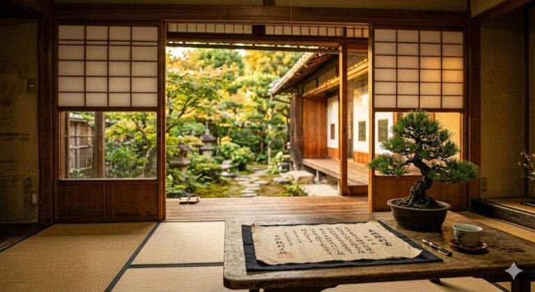 相続前の不動産評価対策をイメージした和風家屋と庭園