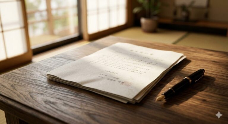 リースバックの書類と万年筆